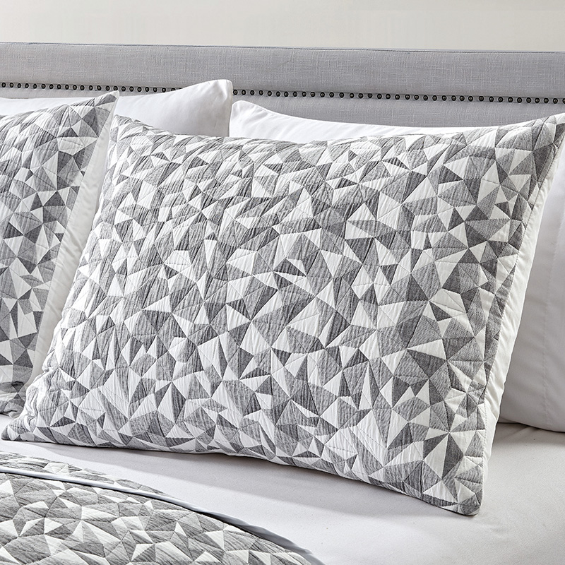 B00003 impresso conjunto de colcha de geometria cinza 3PCS