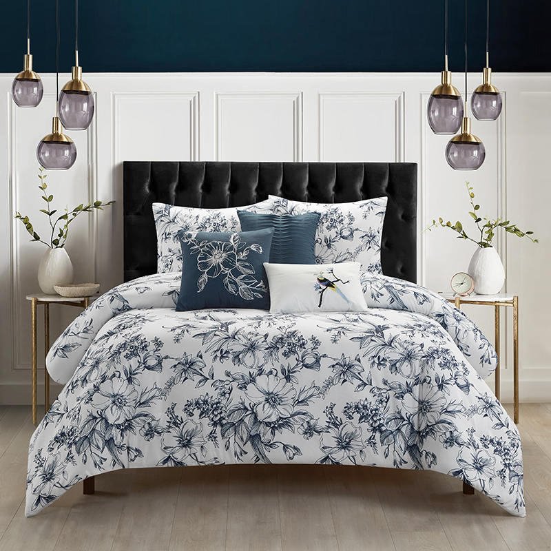 A00001 6 PCS Conjunto de edredom com estampa de flores em flor